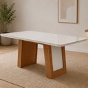 Ver imagem 1 de Mesa de Jantar Carolina 180cm com Tampo MDF Vidro Canto Copo Moderna Mobília