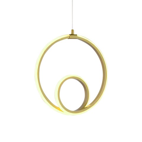 Luminária Teto Pendente Aliança Arco Redondo Dourado Led 3200k Luz Quente 17w Moderno Minimalista