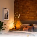 Ver imagem 3 de Luminária Teto Pendente Aliança Arco Redondo Dourado Led 3200k Luz Quente 17w Moderno Minimalista