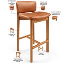 Ver imagem 4 de Kit 05 Banquetas Alta para Cozinha Sala de Jantar Bar Dara L02 Couríssimo Camel - Lyam Decor