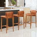 Ver imagem 2 de Kit 05 Banquetas Alta para Cozinha Sala de Jantar Bar Dara L02 Couríssimo Camel - Lyam Decor
