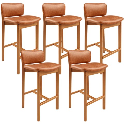 Kit 05 Banquetas Alta para Cozinha Sala de Jantar Bar Dara L02 Couríssimo Camel - Lyam Decor