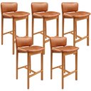 Ver imagem 1 de Kit 05 Banquetas Alta para Cozinha Sala de Jantar Bar Dara L02 Couríssimo Camel - Lyam Decor