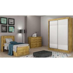 Guarda-Roupa Solteiro Falco Gold - - Freijó Dourado / Branco - 7 Guarda-Roupa Solteiro Falco Gold - - Freijó Dourado / Branco - 7