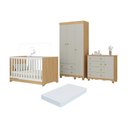 Ver imagem 1 de Quarto de Bebê Completo Berço Americano 3 em 1 Colchão Dengo Multimóveis Mp4608 Madeirado/off