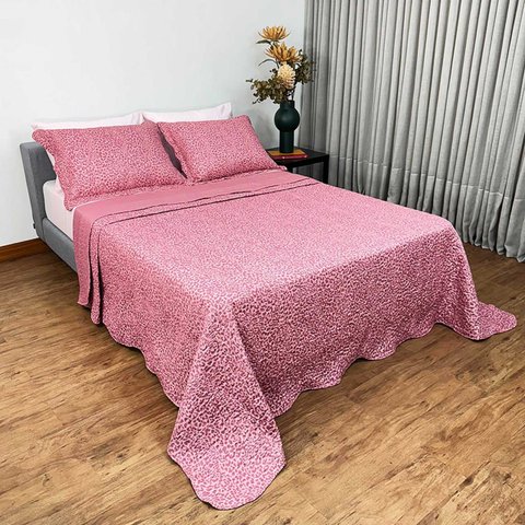 Cobreleito Casal King Duplaface 03 Pçs Animale 2,60 x 2,80 - Rosa