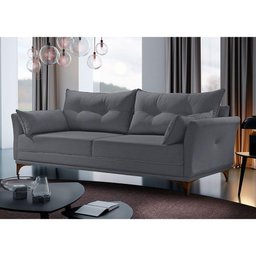 Sofá 3 Lugares Living M-97 Veludo Martins Grafite - 2