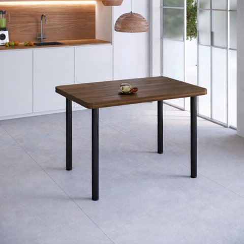 Mesa de Jantar 4 Lugares Retangular Base Pintura Tampo em MDP Marrom/Nogueira