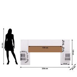 Cabeceira Extensível Solteiro Casal com 2 Mesas Lateral:branco Camarim - 8