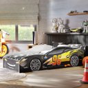 Ver imagem 4 de Cama Carro Infantil Montessoriana Mcqueen Quarto Criança Moderno Grade Proteção Carrinho Cor Preto