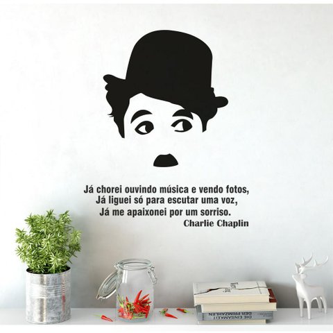 Adesivo de Parede Decorativo Frase Charlie Chaplin