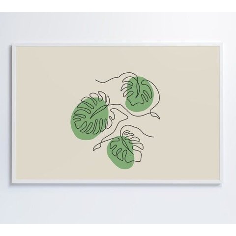 Quadro Folhas em Linhas - 90x60 - Vidro Impresso