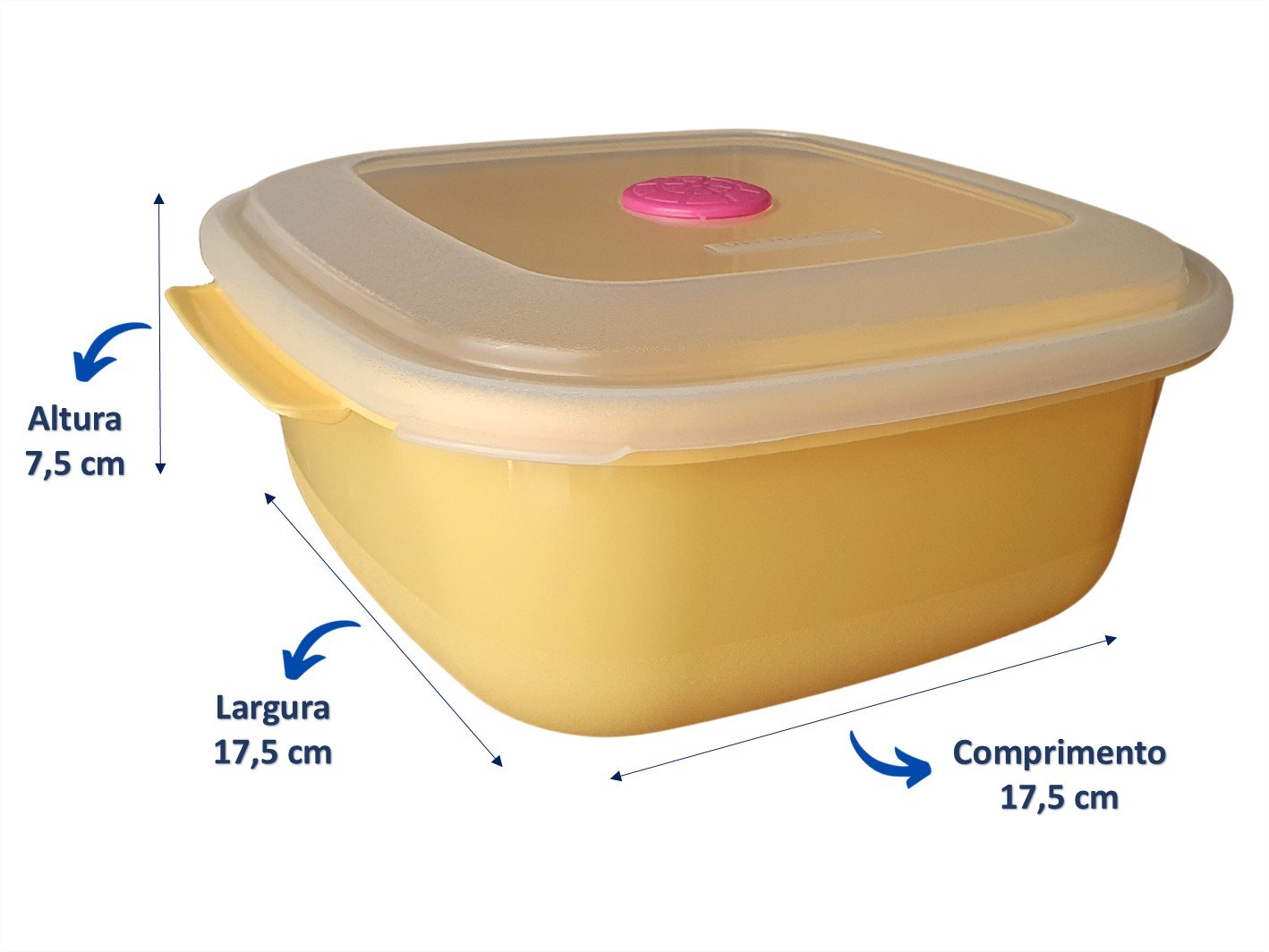 Kit 3 Potes Plásticos Herméticos BPA Free Sanremo Vac Freezer 1,3 Litros Quadrado - 2