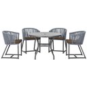 Ver imagem 1 de Mesa com 4 Cadeiras de Jantar Roma 100cm e Noronha em Aluminío Preto Corda Nautica Estofado 9 Trama