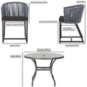 Ver imagem 2 de Mesa com 4 Cadeiras de Jantar Roma 100cm e Noronha em Aluminío Preto Corda Nautica Estofado 9 Trama