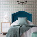 Ver imagem 1 de Cabeceira Solteiro Provençal Luxo Estofada Com Tachas - Veludo Azul Turquesa