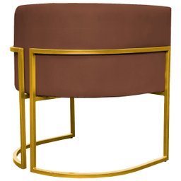 Poltrona Decorativa Para Sala Recepção Escritório Luna Suede Base de Ferro Dourada - 5