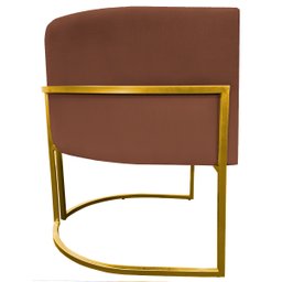 Poltrona Decorativa Para Sala Recepção Escritório Luna Suede Base de Ferro Dourada - 4