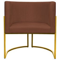 Poltrona Decorativa Para Sala Recepção Escritório Luna Suede Base de Ferro Dourada - 3