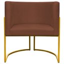 Ver imagem 3 de Poltrona Decorativa Para Sala Recepção Escritório Luna Suede Base de Ferro Dourada