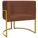 Ver imagem 1 de Poltrona Decorativa Para Sala Recepção Escritório Luna Suede Base de Ferro Dourada