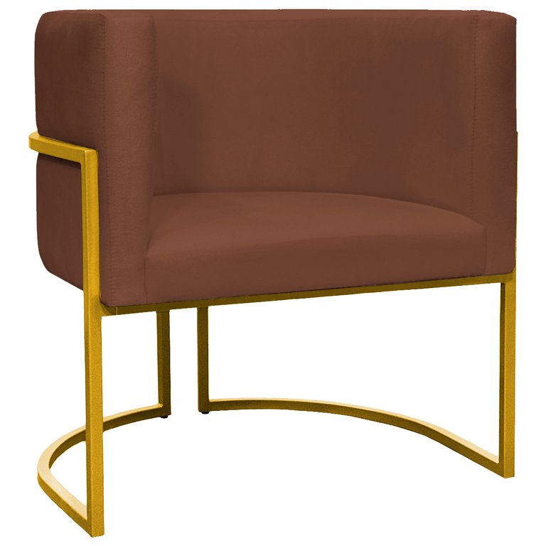 Poltrona Decorativa Para Sala Recepção Escritório Luna Suede Base de Ferro Dourada Poltrona Decorativa Para Sala Recepção Escritório Luna Suede Base de Ferro Dourada