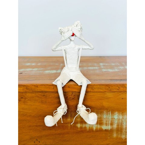 Escultura Palhaço. Palhaça. Decoração Artesanal. Feita À Mão