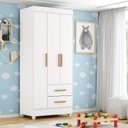 Ver imagem 1 de Guarda-Roupa para Quarto Infantil 3 Portas e 2 Gavetas com Pés Lite Branco