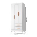 Ver imagem 3 de Guarda-Roupa para Quarto Infantil 3 Portas e 2 Gavetas com Pés Lite Branco