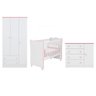Quarto Infantil Meu Soninho Guarda Roupa Berço E Cômoda Sapateira Branco/Rosa - FdECOR - 1