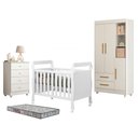 Ver imagem 1 de Guarda Roupa Flocos com Gaveteiro Soft e Berço Americano Soninho Branco Acetinado Colchão Americano