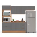 Ver imagem 5 de Cozinha Pérola 270cm com Rodapé e Tampo 4 Peças Cinza/Freijó Yescasa