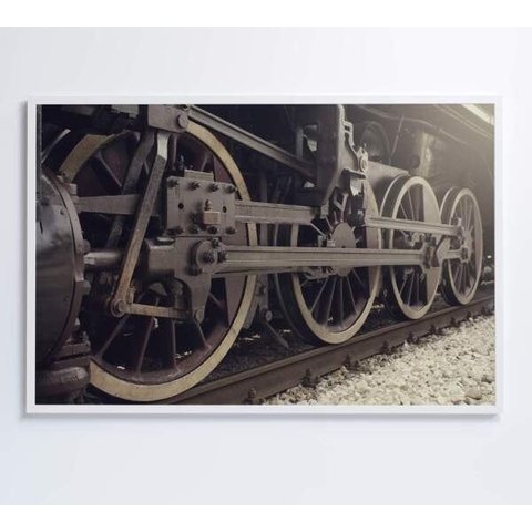 Quadro Rodas Trem - 120x80 - Vidro Impresso
