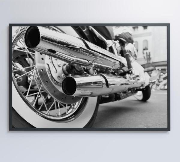 QUADRO MOTO PRETO E BRANCO - 60x40 - Tecido Canvas - 7