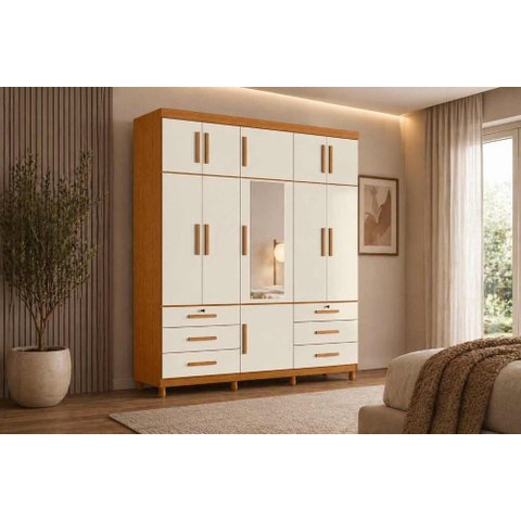 Roupeiro Triton Plus 11 Portas e 6 Gavetas - Cinamomo Off White - Albatroz