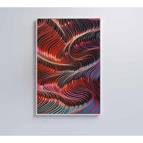 Quadro Abstrato Ondulações - 80x120 - Tecido Canvas