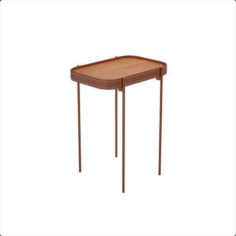 Mesa Lateral Nature 15 mm com Detalhes em Couro Marrom