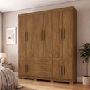 Ver imagem 1 de Guarda-Roupa Casal 10 Portas, 3 Gavetas e Pés MDF Safira Plus Marrom/Cinamomo