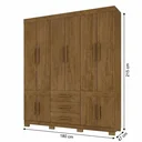 Ver imagem 3 de Guarda-Roupa Casal 10 Portas, 3 Gavetas e Pés MDF Safira Plus Marrom/Cinamomo