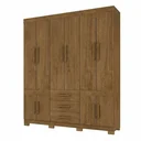 Ver imagem 2 de Guarda-Roupa Casal 10 Portas, 3 Gavetas e Pés MDF Safira Plus Marrom/Cinamomo
