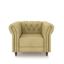 Ver imagem 7 de Conjunto Sala de Estar 1 Sofá Living 260cm e 1 Poltrona Stanford Chesterfield Pés Madeira Couro Bege