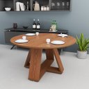 Ver imagem 1 de Mesa de Jantar Redonda Nature Base Escultural em Acabamento Amadeirado