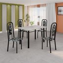 Ver imagem 1 de Conjunto de Sala de Jantar com 1 Mesa Granito e 4 Cadeiras Lara Preto/Cinza