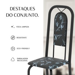 Conjunto de Sala de Jantar com 1 Mesa Granito e 4 Cadeiras Lara - 12