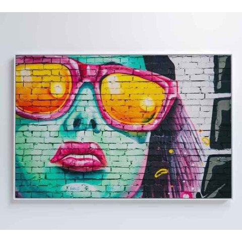 Quadro Grafite Óculos - 90x60 - Vidro Impresso