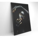Ver imagem 5 de Quadro Mulher Negra Dourado - 60x90 - Vidro Impresso