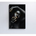 Ver imagem 1 de Quadro Mulher Negra Dourado - 60x90 - Vidro Impresso