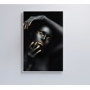 Ver imagem 6 de Quadro Mulher Negra Dourado - 60x90 - Vidro Impresso