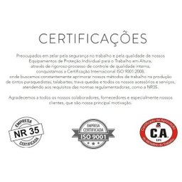 Kit Cinto Segurança 3 Argolas com Talabarte Y Elastizado:U - 6