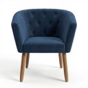 Ver imagem 1 de Poltrona Estofada Tecido Veludo para Salão de Beleza Elegante Confortável Pés de Madeira Resistente